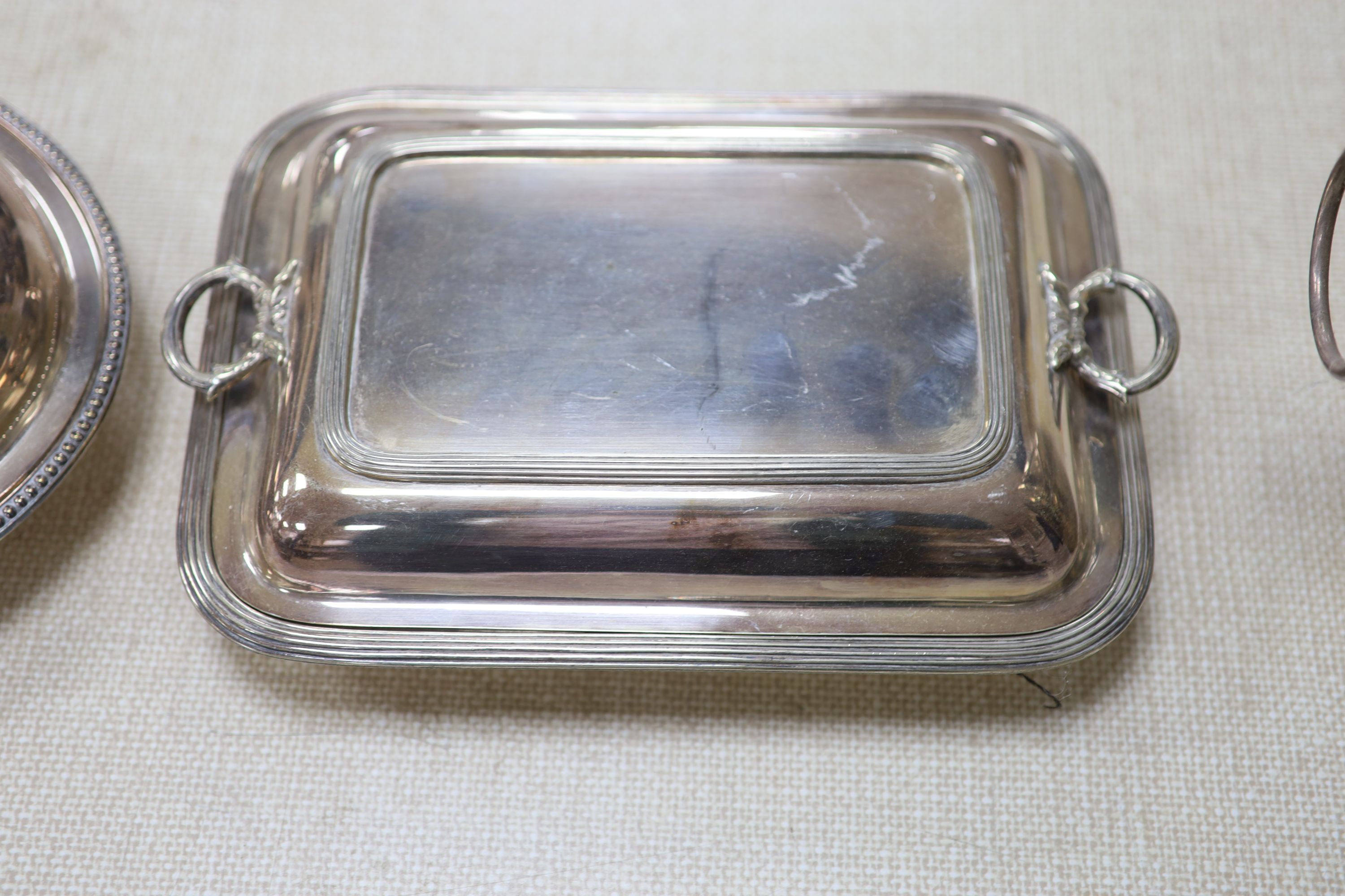 A plated meat dish cover (no handle), length 47cm